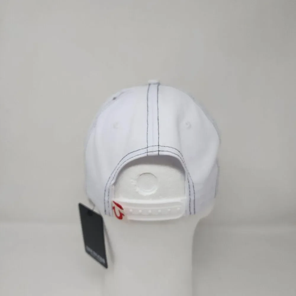 True Religion Hat Baseball Mens One Size White Snapback Cap Buddha Graphic Logo